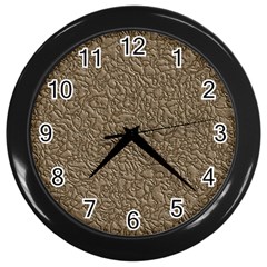 Leather Texture Brown Background Wall Clocks (Black)