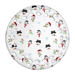 Snowman Pattern Ornament (round Filigree) by Valentinaart
