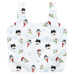 Snowman Pattern Full Print Recycle Bags (l)  by Valentinaart