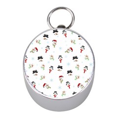 Snowman Pattern Mini Silver Compasses