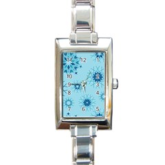 Blue Winter Snowflakes Star Rectangle Italian Charm Watch