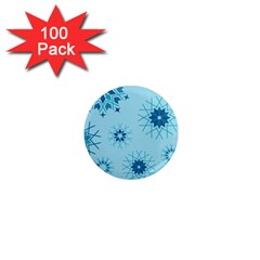 Blue Winter Snowflakes Star 1  Mini Magnets (100 pack) 