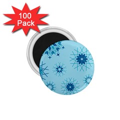 Blue Winter Snowflakes Star 1 75  Magnets (100 Pack) 