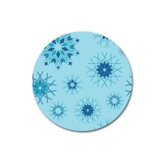 Blue Winter Snowflakes Star Magnet 3  (Round)