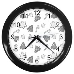 Ginger Cookies Christmas Pattern Wall Clocks (black) by Valentinaart