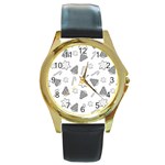 Ginger cookies Christmas pattern Round Gold Metal Watch Front