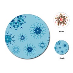 Blue Winter Snowflakes Star Playing Cards (round) 