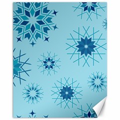 Blue Winter Snowflakes Star Canvas 11  x 14  