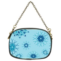 Blue Winter Snowflakes Star Chain Purses (one Side)  by Mariart