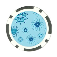 Blue Winter Snowflakes Star Poker Chip Card Guard (10 pack)