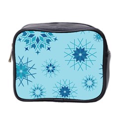 Blue Winter Snowflakes Star Mini Toiletries Bag 2-Side