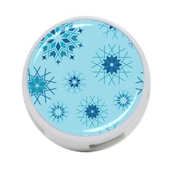 Blue Winter Snowflakes Star 4-Port USB Hub (One Side)