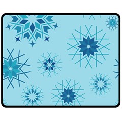 Blue Winter Snowflakes Star Fleece Blanket (Medium) 