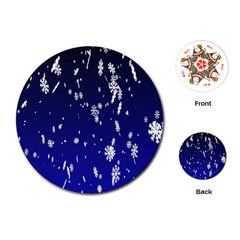 Blue Sky Christmas Snowflake Playing Cards (round) 