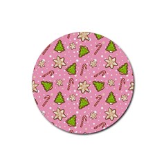 Ginger Cookies Christmas Pattern Rubber Round Coaster (4 Pack)  by Valentinaart