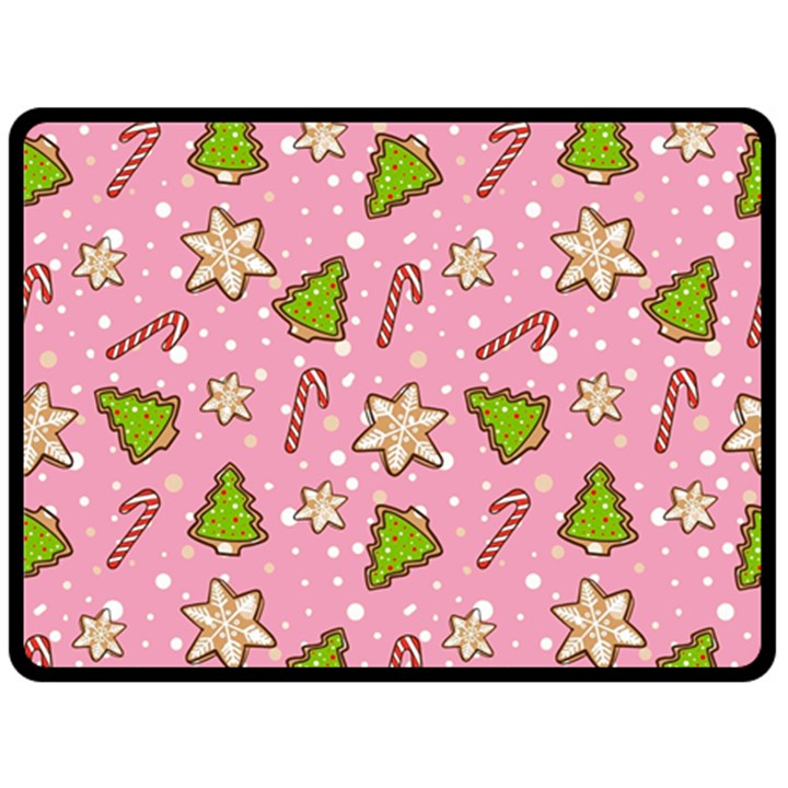 Ginger cookies Christmas pattern Double Sided Fleece Blanket (Large) 