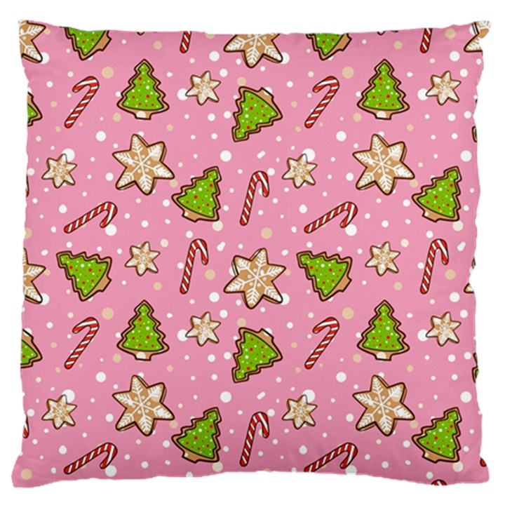 Ginger cookies Christmas pattern Large Flano Cushion Case (Two Sides)