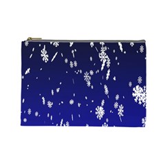 Blue Sky Christmas Snowflake Cosmetic Bag (large) 