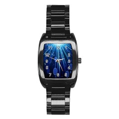 Blue Rays Light Stars Space Stainless Steel Barrel Watch