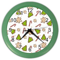 Ginger cookies Christmas pattern Color Wall Clocks