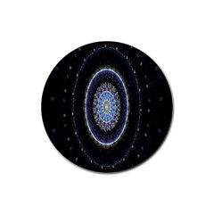 Colorful Hypnotic Circular Rings Space Rubber Round Coaster (4 Pack)  by Mariart