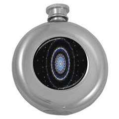 Colorful Hypnotic Circular Rings Space Round Hip Flask (5 Oz) by Mariart