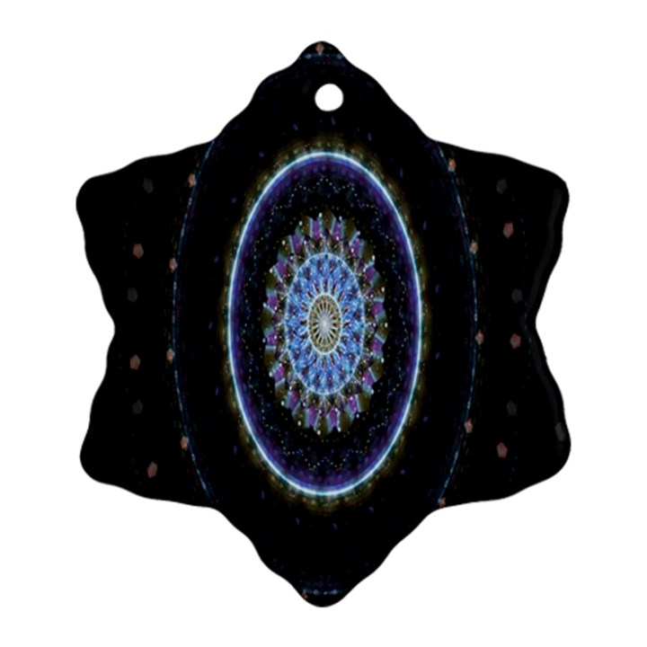 Colorful Hypnotic Circular Rings Space Snowflake Ornament (Two Sides)