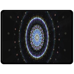 Colorful Hypnotic Circular Rings Space Double Sided Fleece Blanket (large) 