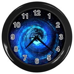 Blue Black Hole Galaxy Wall Clocks (black)