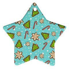 Ginger Cookies Christmas Pattern Star Ornament (two Sides)