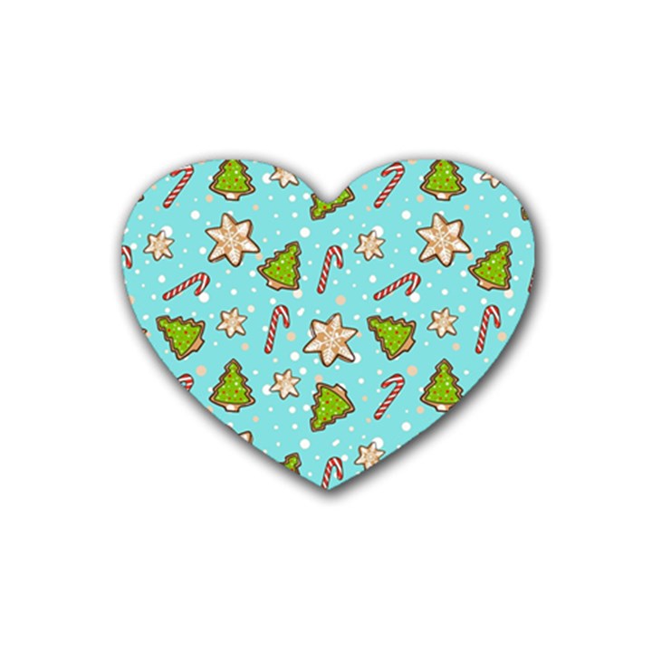 Ginger cookies Christmas pattern Rubber Coaster (Heart) 