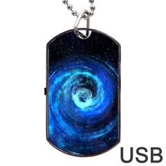 Blue Black Hole Galaxy Dog Tag Usb Flash (one Side) by Mariart