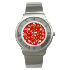 Ginger Cookies Christmas Pattern Stainless Steel Watch by Valentinaart