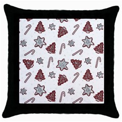 Ginger Cookies Christmas Pattern Throw Pillow Case (black) by Valentinaart