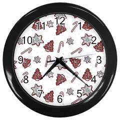 Ginger Cookies Christmas Pattern Wall Clocks (black) by Valentinaart