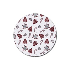 Ginger Cookies Christmas Pattern Rubber Round Coaster (4 Pack)  by Valentinaart