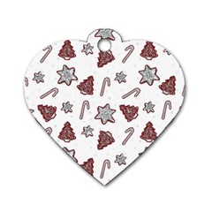 Ginger Cookies Christmas Pattern Dog Tag Heart (one Side) by Valentinaart