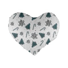 Ginger cookies Christmas pattern Standard 16  Premium Heart Shape Cushions