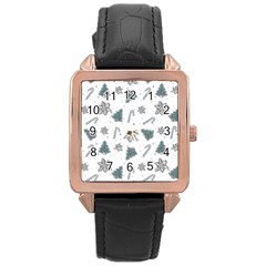 Ginger cookies Christmas pattern Rose Gold Leather Watch 