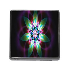 Colorful Fractal Flower Star Green Purple Memory Card Reader (square)