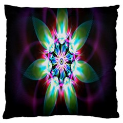 Colorful Fractal Flower Star Green Purple Large Cushion Case (two Sides)