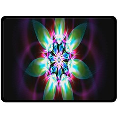 Colorful Fractal Flower Star Green Purple Double Sided Fleece Blanket (large)  by Mariart