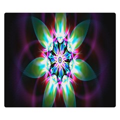 Colorful Fractal Flower Star Green Purple Double Sided Flano Blanket (small) 