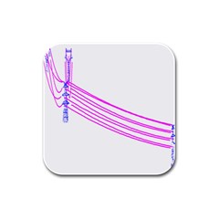 Electricty Power Pole Blue Pink Rubber Square Coaster (4 Pack) 