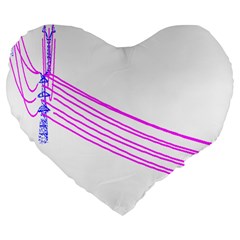 Electricty Power Pole Blue Pink Large 19  Premium Flano Heart Shape Cushions