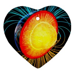 Cross Section Earth Field Lines Geomagnetic Hot Ornament (heart)