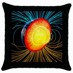 Cross Section Earth Field Lines Geomagnetic Hot Throw Pillow Case (black) by Mariart