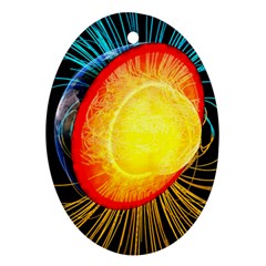 Cross Section Earth Field Lines Geomagnetic Hot Oval Ornament (two Sides)