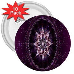 Flower Twirl Star Space Purple 3  Buttons (10 Pack) 