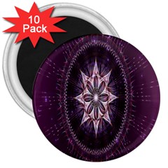 Flower Twirl Star Space Purple 3  Magnets (10 Pack) 
